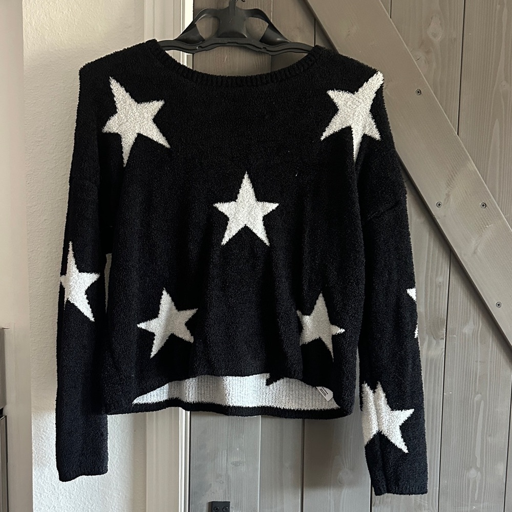 Blue Rain Black and White Star Sweater